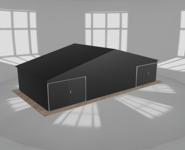 Garaż blaszany 11.5x5.5m dwustanowiskowy dwuspadowy Czarny