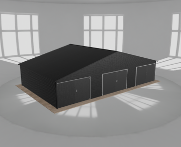Garaż blaszany 11.5x7m trzystanowiskowy dwuspadowy Czarny