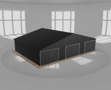 Garaż blaszany 11.5x8.5m trzystanowiskowy dwuspadowy Czarny