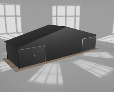 Garaż blaszany 12x3.5m dwustanowiskowy dwuspadowy Czarny