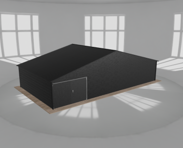 Garaż blaszany 12x6.5m jednostanowiskowy dwuspadowy Czarny