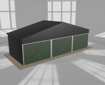 Garaż blaszany 9x3.5m trzystanowiskowy dwuspadowy Czarny