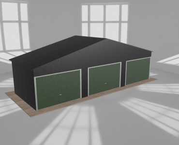 Garaż blaszany 10x3.5m trzystanowiskowy dwuspadowy Czarny
