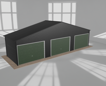 Garaż blaszany 10.5x3m trzystanowiskowy dwuspadowy Czarny