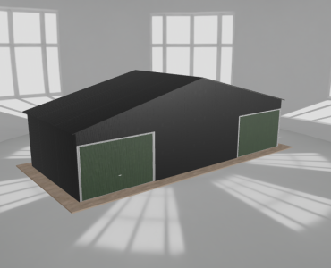 Garaż blaszany 10.5x4.5m dwustanowiskowy dwuspadowy Czarny