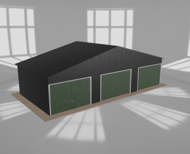 Garaż blaszany 10.5x5m trzystanowiskowy dwuspadowy Czarny