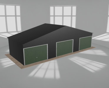 Garaż blaszany 11.5x4.5m trzystanowiskowy dwuspadowy Czarny