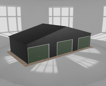 Garaż blaszany 11.5x5.5m trzystanowiskowy dwuspadowy Czarny
