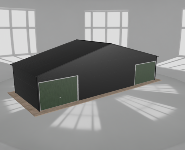 Garaż blaszany 12x4.5m dwustanowiskowy dwuspadowy Czarny