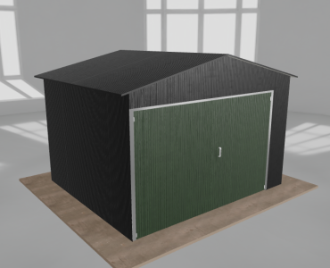 Garaż blaszany 3.5x3m jednostanowiskowy dwuspadowy Czarny