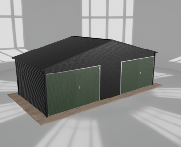 Garaż blaszany 7.5x3.5m dwustanowiskowy dwuspadowy Czarny