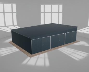 Garaż blaszany 9x6.5m trzystanowiskowy
  spad w lewo Grafit