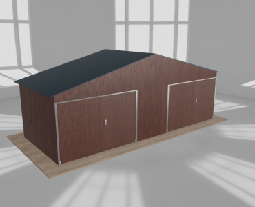 Garaż blaszany 7.5x3m dwustanowiskowy
  dwuspadowy Ciemny orzech