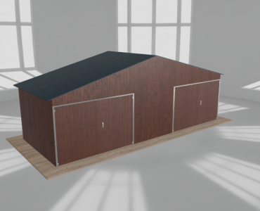 Garaż blaszany 8x3m dwustanowiskowy
  dwuspadowy Ciemny orzech