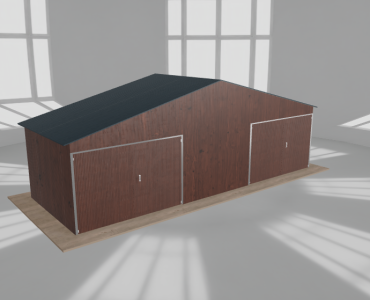 Garaż blaszany 8.5x3m dwustanowiskowy
  dwuspadowy Ciemny orzech