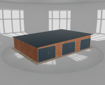 Garaż blaszany 11.5x8.5m trzystanowiskowy spad w lewo Złoty dąb