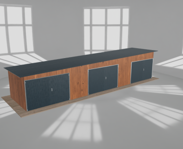 Garaż blaszany 12x3m trzystanowiskowy spad w lewo Złoty dąb