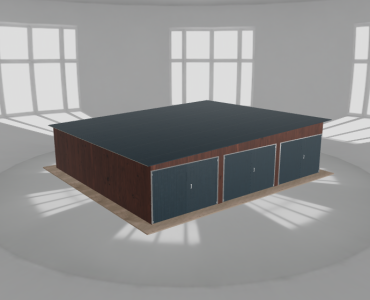 Garaż blaszany 9.5x8.5m trzystanowiskowy spad w lewo Ciemny orzech