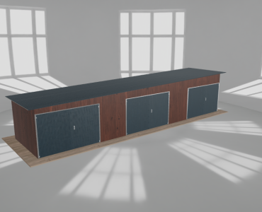 Garaż blaszany 12x3m trzystanowiskowy spad w lewo Ciemny orzech