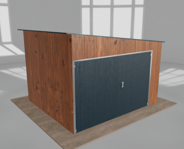 Garaż blaszany 3.5x3m jednostanowiskowy spad w prawo Złoty dąb