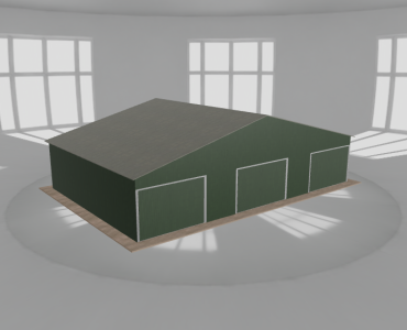 Garaż blaszany 12x8m trzystanowiskowy dwuspadowy Zielony