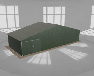 Garaż blaszany 12x5m jednostanowiskowy dwuspadowy Zielony