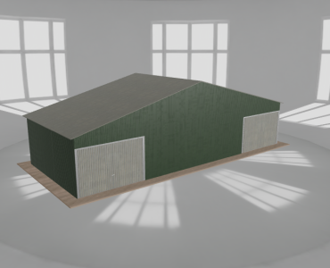 Garaż blaszany 12x5m dwustanowiskowy dwuspadowy Zielony