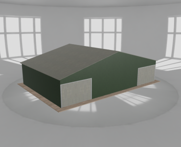 Garaż blaszany 12x8m dwustanowiskowy dwuspadowy Zielony