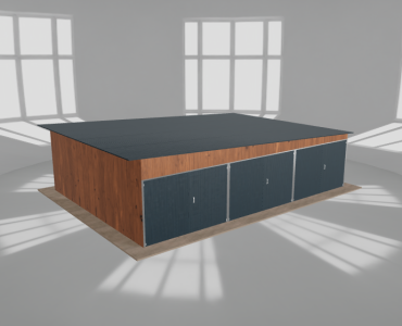 Garaż blaszany 9x6.5m trzystanowiskowy spad w prawo Złoty dąb