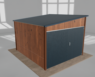 Domek narzędziowy 3x3.5m spad w lewo Złoty dąb