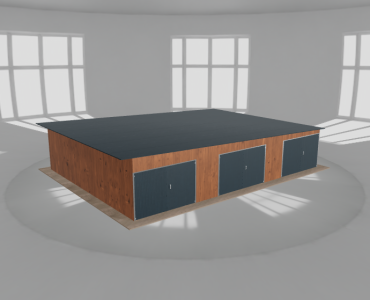 Garaż blaszany 11.5x8.5m trzystanowiskowy spad w prawo Złoty dąb
