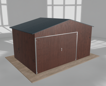 Garaż blaszany 4.5x3m jednostanowiskowy
  dwuspadowy Ciemny orzech