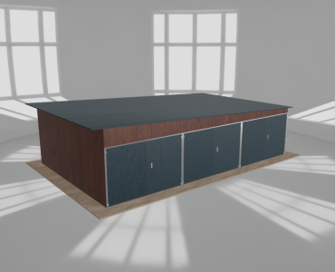 Garaż blaszany 9x5.5m trzystanowiskowy spad w prawo Ciemny orzech