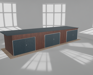 Garaż blaszany 12x3m trzystanowiskowy spad w prawo Ciemny orzech