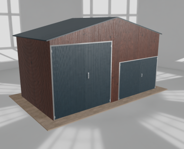 Hala blaszana 6.5x3.5m dwuspadowa Ciemny orzech Wysoka