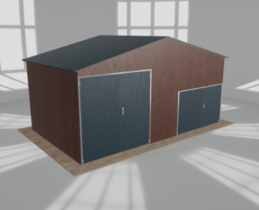 Hala blaszana 7.5x4.5m dwuspadowa Ciemny orzech Wysoka