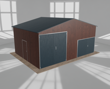 Hala blaszana 7.5x5.5m dwuspadowa Ciemny orzech Wysoka