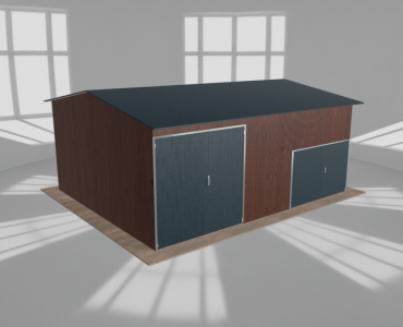 Hala stalowa 8x6.5m dwuspadowa Ciemny orzech Wysoka