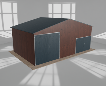Hala blaszana 8.5x5.5m dwuspadowa Ciemny orzech Wysoka