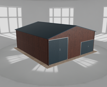 Hala blaszana 8.5x9m dwuspadowa Ciemny orzech Wysoka