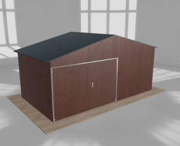 Garaż blaszany 5.5x3m jednostanowiskowy
  dwuspadowy Ciemny orzech