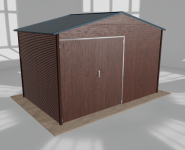 Hala blaszana 5.5x3.5m dwuspadowa Ciemny orzech Wysoka