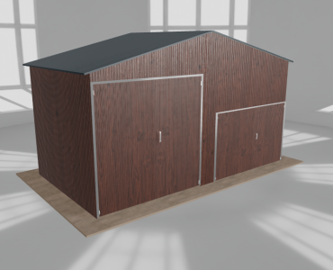 Hala blaszana 6.5x3.5m dwuspadowa Ciemny orzech Wysoka