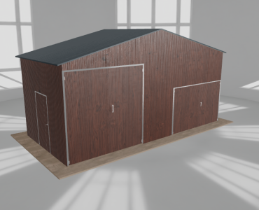 Hala blaszana 7.5x3.5m dwuspadowa Ciemny orzech Wysoka