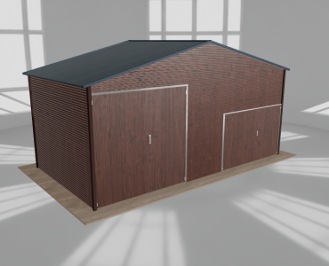 Hala blaszana 7.5x4m dwuspadowa Ciemny orzech Wysoka