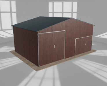 Hala blaszana 7.5x5.5m dwuspadowa Ciemny orzech Wysoka