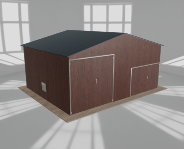 Hala blaszana 7.5x6m dwuspadowa Ciemny orzech Wysoka