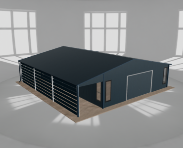 Garaż blaszany 7.5x9.5m z pomieszczeniem gospodarczym i wiatą Grafit