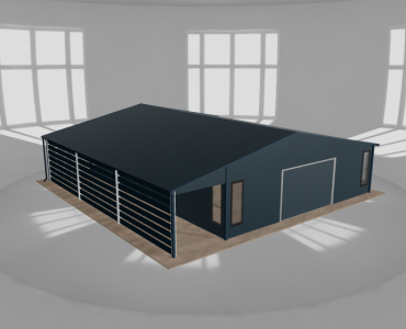 Garaż blaszany 8x10m z pomieszczeniem gospodarczym i wiatą Grafit