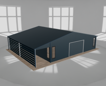 Garaż blaszany 9x8m z pomieszczeniem gospodarczym i wiatą Grafit